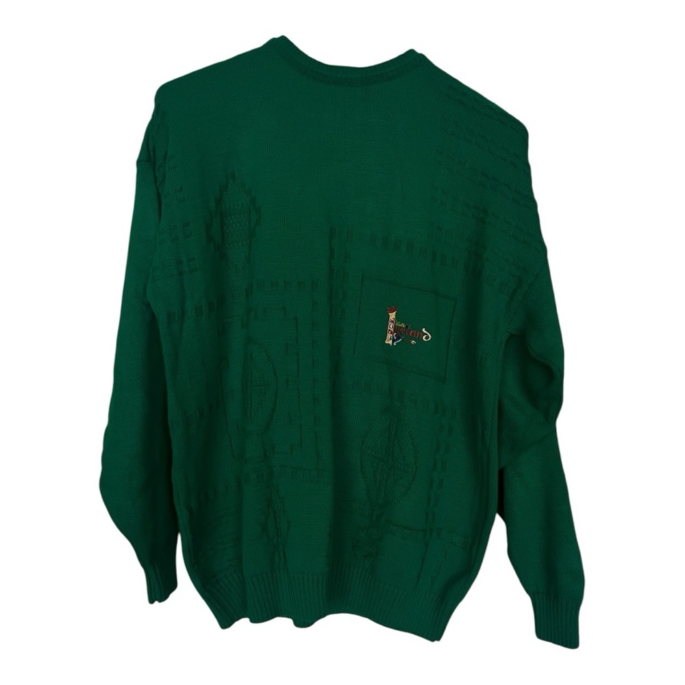 Blarney Castle Design Mens Green Crew Neck Sweater Size XL